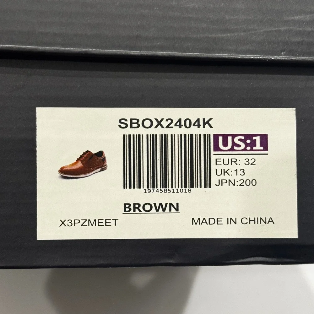Bruno Marc Kids Brown Perforated Lace Up Oxford‎ Dress Shoes Flawed New Size 1
